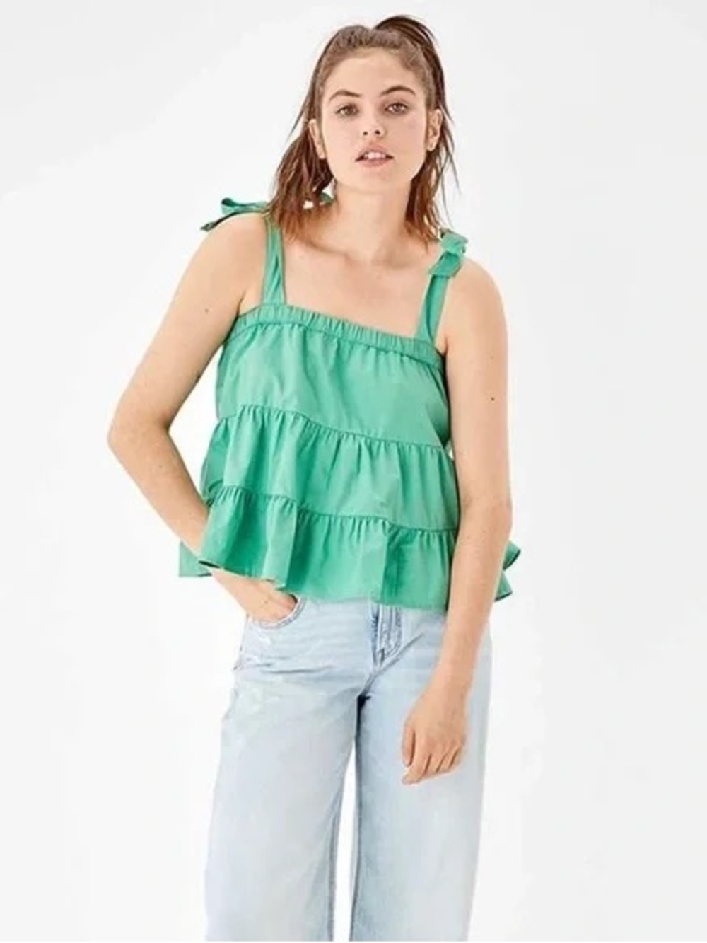 American Eagle Outfitters | Cotton Tie-Shoulder Tank Top | Size Large